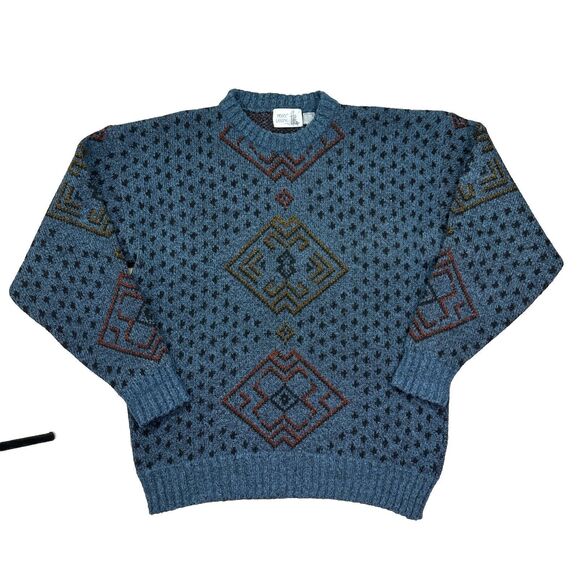Vintage Penn's Landing Wool Blend Sweater Mens Size XL Geometric Knit Grandpa - Picture 1 of 8